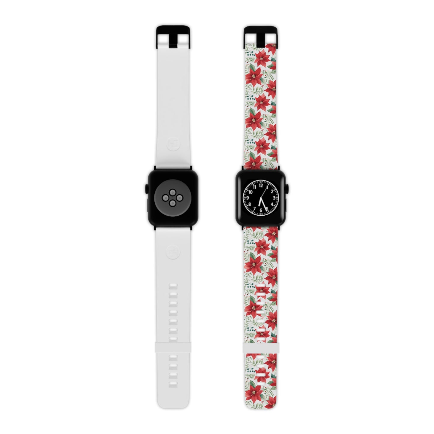 Festive Poinsettia Holiday Pattern Apple Watch Band