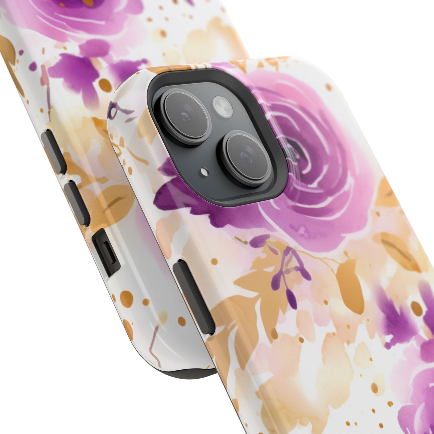 Soft Purple & Gold Floral Splash - MagSafe iPhone Series Case