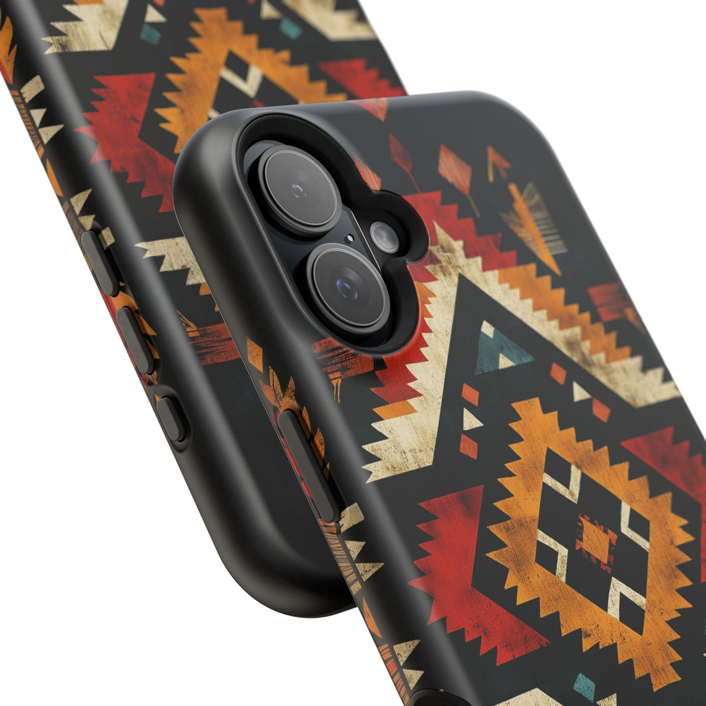 Southwestern Tribal Diamond Tough MagSafe iPhone Case – Bold Geometric Pattern, Dual-Layer Protection