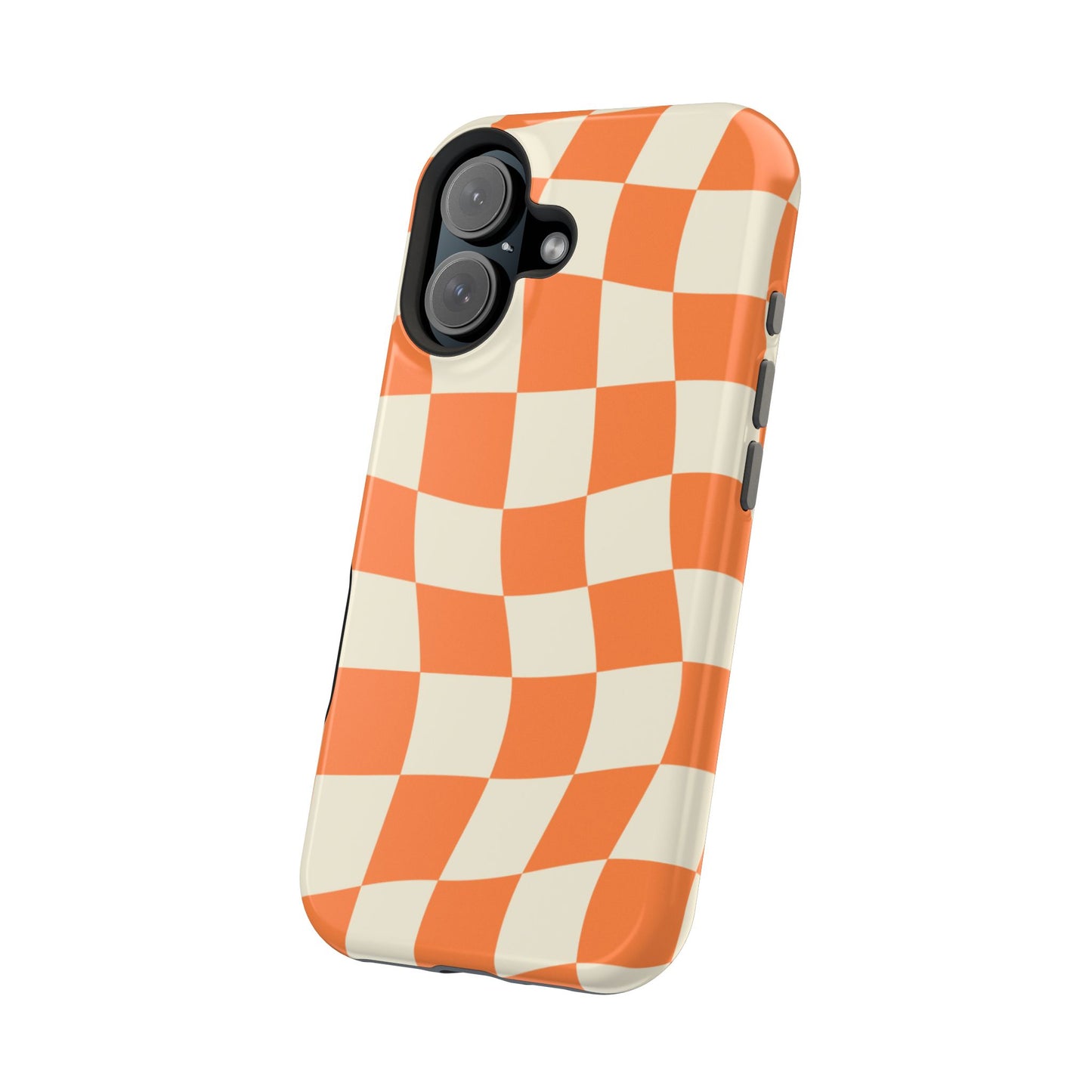 Wavy Retro Checkerboard MagSafe iPhone Case – Shockproof, Matte Finish, Dual-Layer Protection