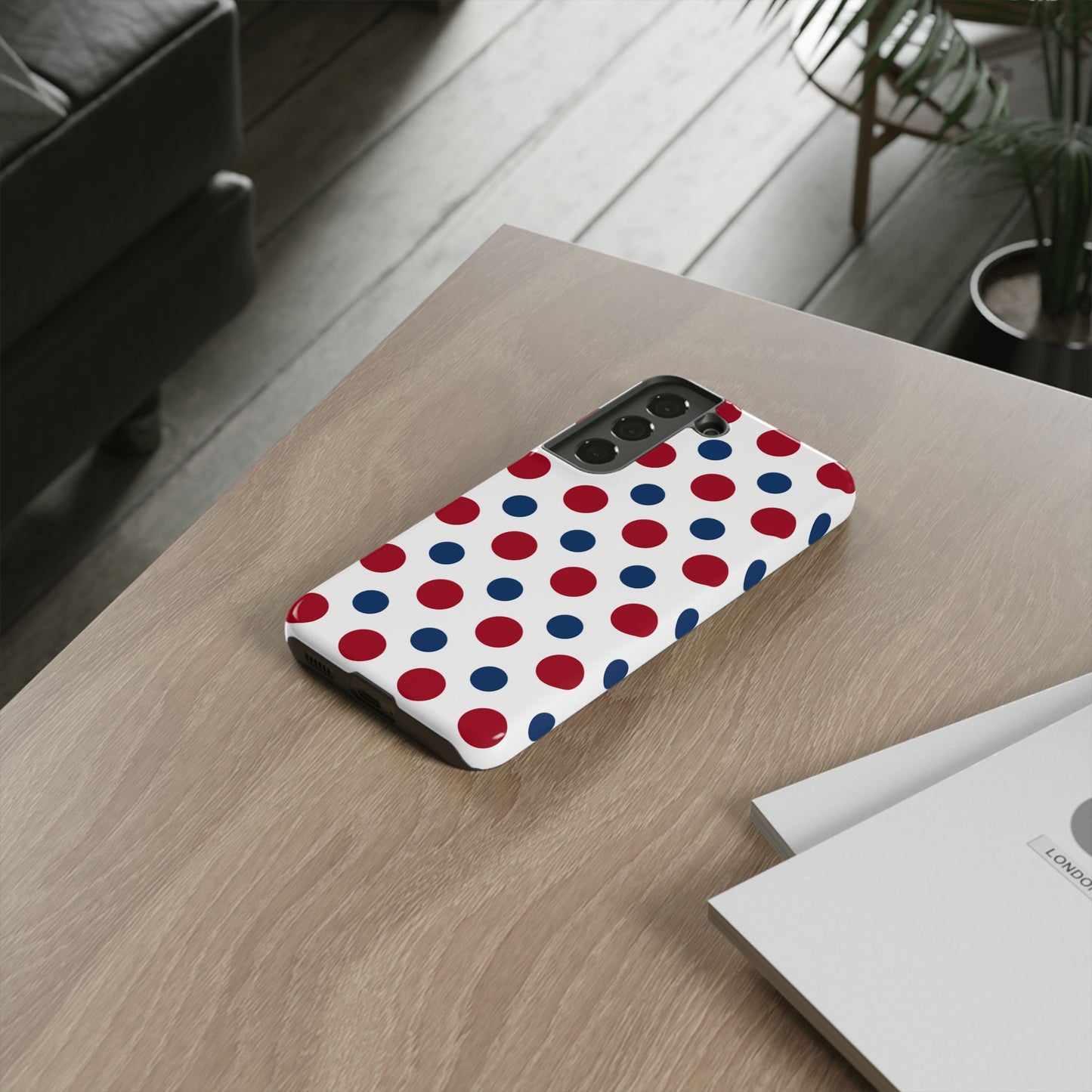 Patriotic Navy, White, and Red Polka Dot Samsung Galaxy Case