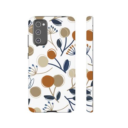 Modern Botanical Berries Tough Samsung Galaxy  Case – Earthy Tones & Navy Accents, Shock-Resistant