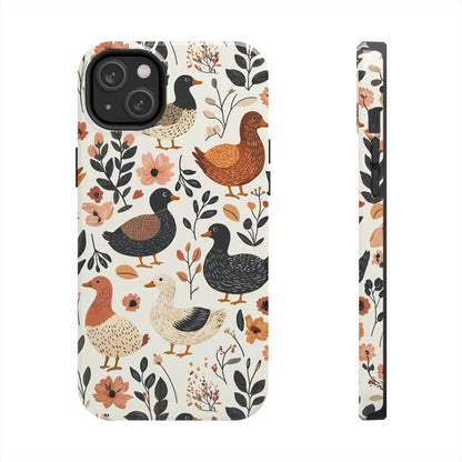 Farm Duck & Flowers iPhone Case – Vintage Floral Design