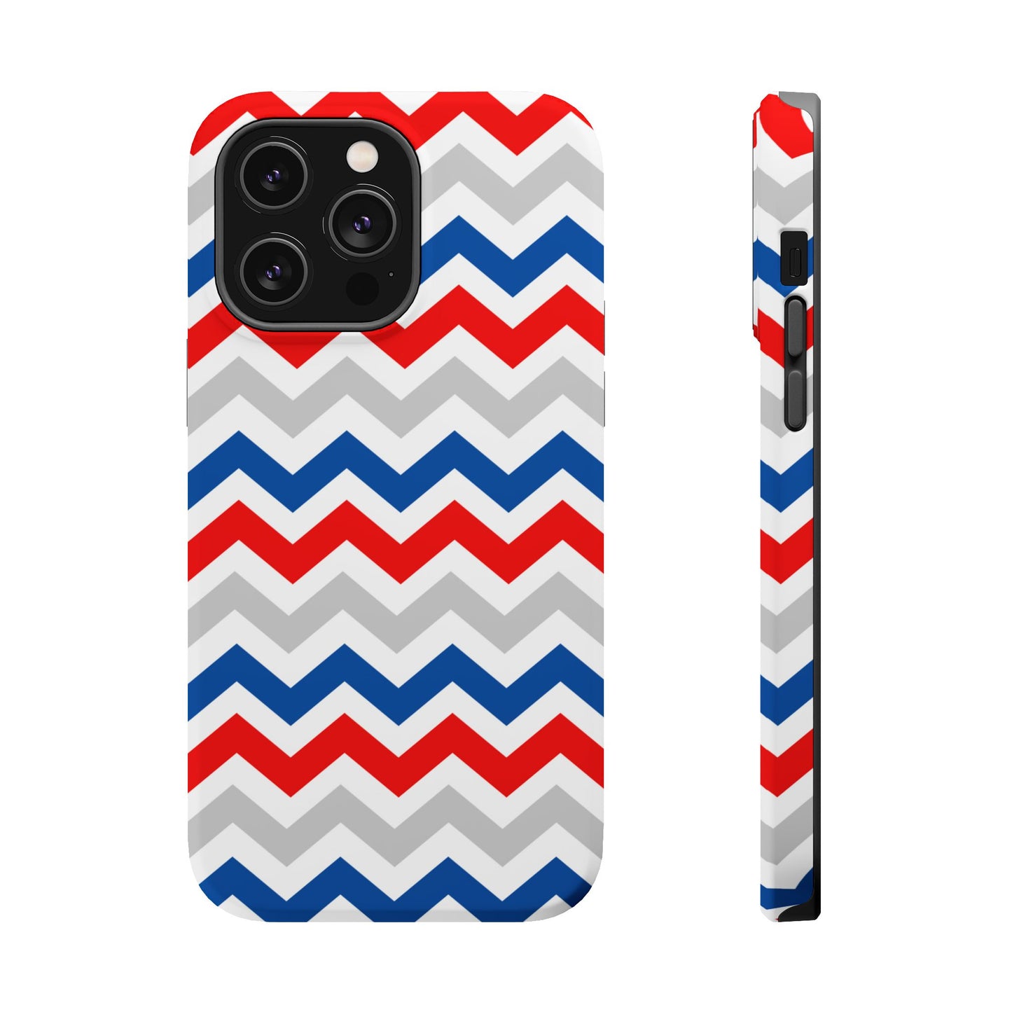 Patriotic Red, White & Blue Chevron – MagSafe Compatible iPhone Case