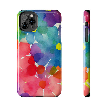 Rainbow Bloom Watercolor iPhone Case – Slim Design, Glossy Finish