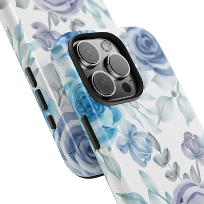 Elegant Blue & Violet Roses iPhone Case – Luxurious Floral Design for Chic Device Protection