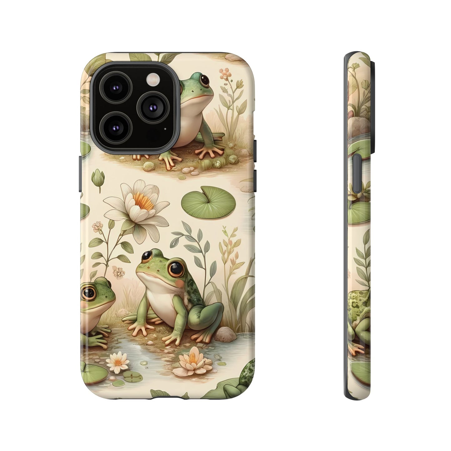 Cute Frogs Phone Case - Pond Pals Frolic - Charming Frog Lily Pad Phone Case for iPhone, Google & Samsung! Great Gift For Any Frog Lover!