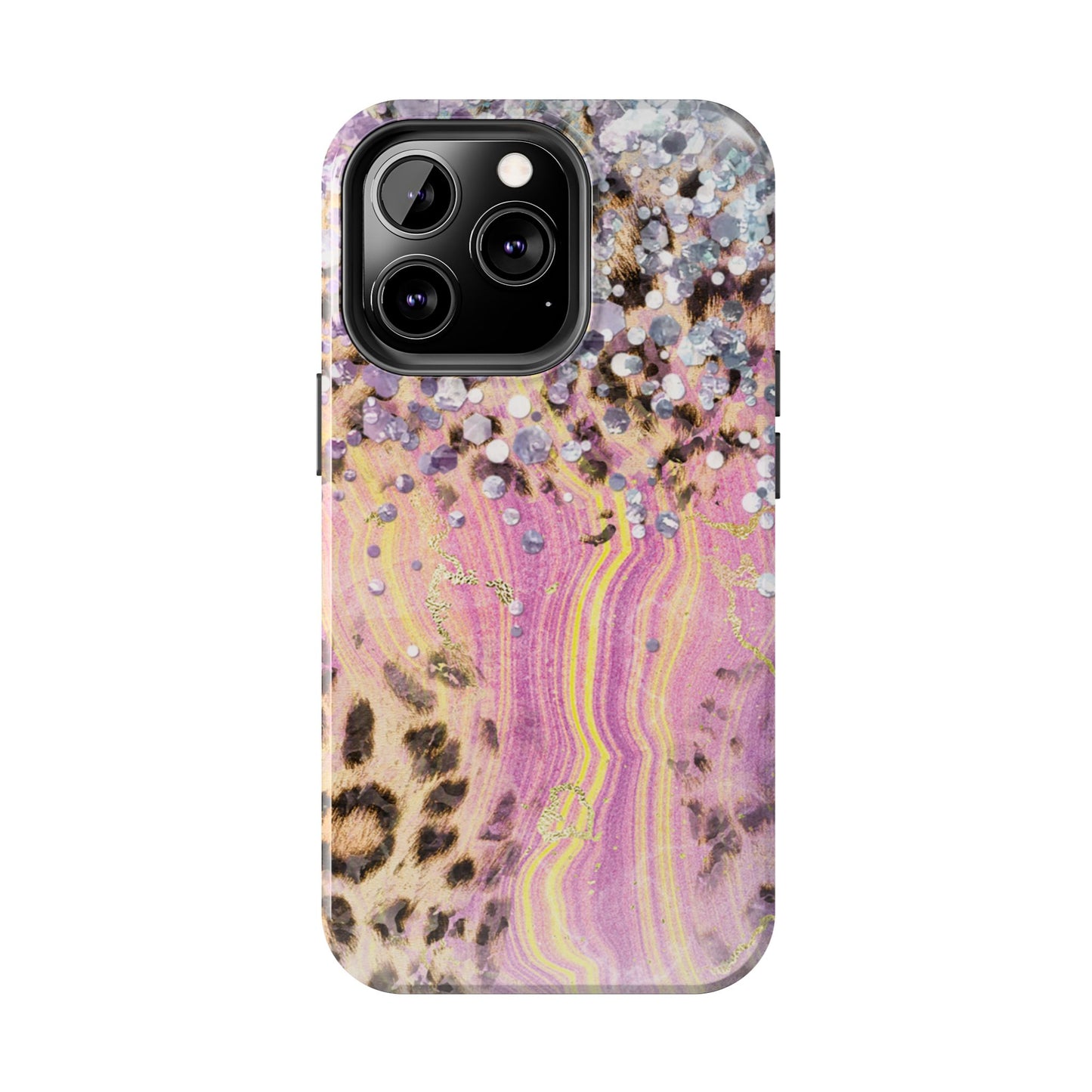 Crystal Glam Leopard - iPhone Series Case with Glitter and Gem Accents