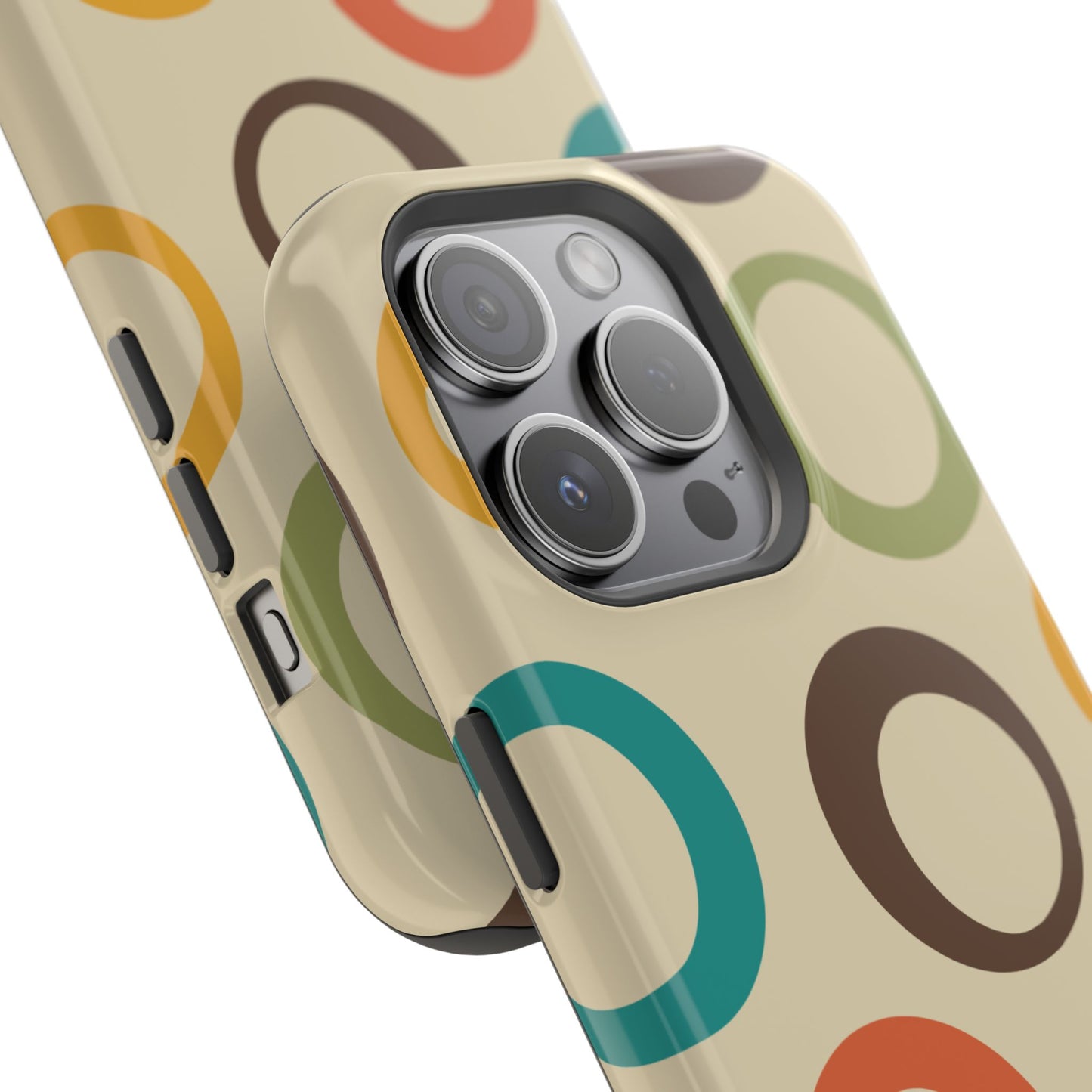 Retro Colorful Rings MagSafe iPhone Case – Shockproof, Matte Finish, Dual-Layer Protection