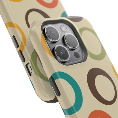 Retro Colorful Rings MagSafe iPhone Case – Shockproof, Matte Finish, Dual-Layer Protection