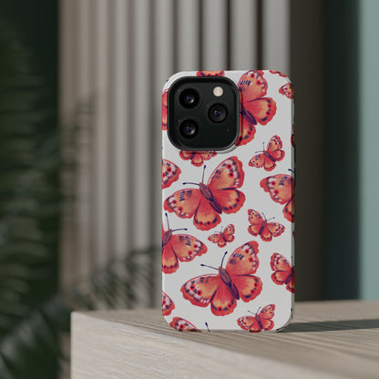 Coral Butterfly MagSafe iPhone Case – Slim, Protective Design with Bold Watercolor Print