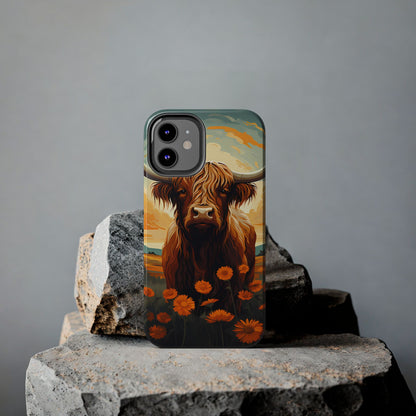 Highland Cow Case | Rustic Farmhouse Floral Design