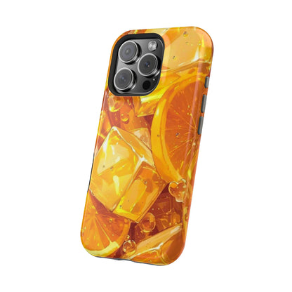 Citrus Splash MagSafe iPhone Case – Bright Orange Slices & Ice, Dual-Layer Protection