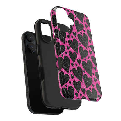 Pink Glitter Hearts iPhone Case