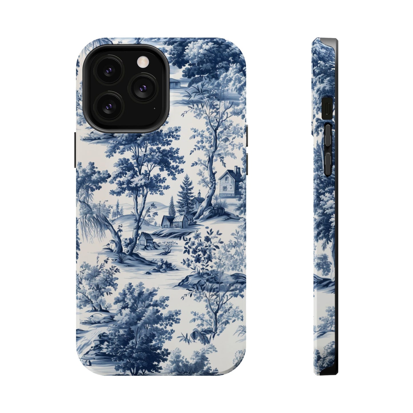 Vintage Charm Blue Toile iPhone Case