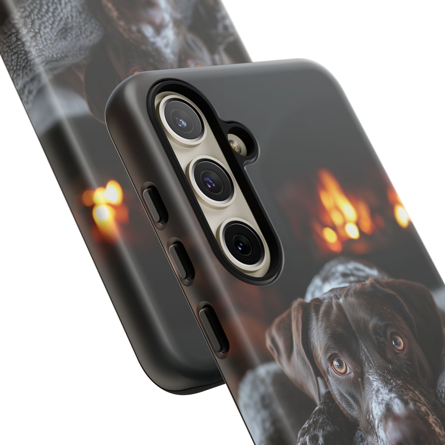 Cozy German Shorthaired Pointer Samsung Galaxy Case – Rustic Fireplace Protective Cover