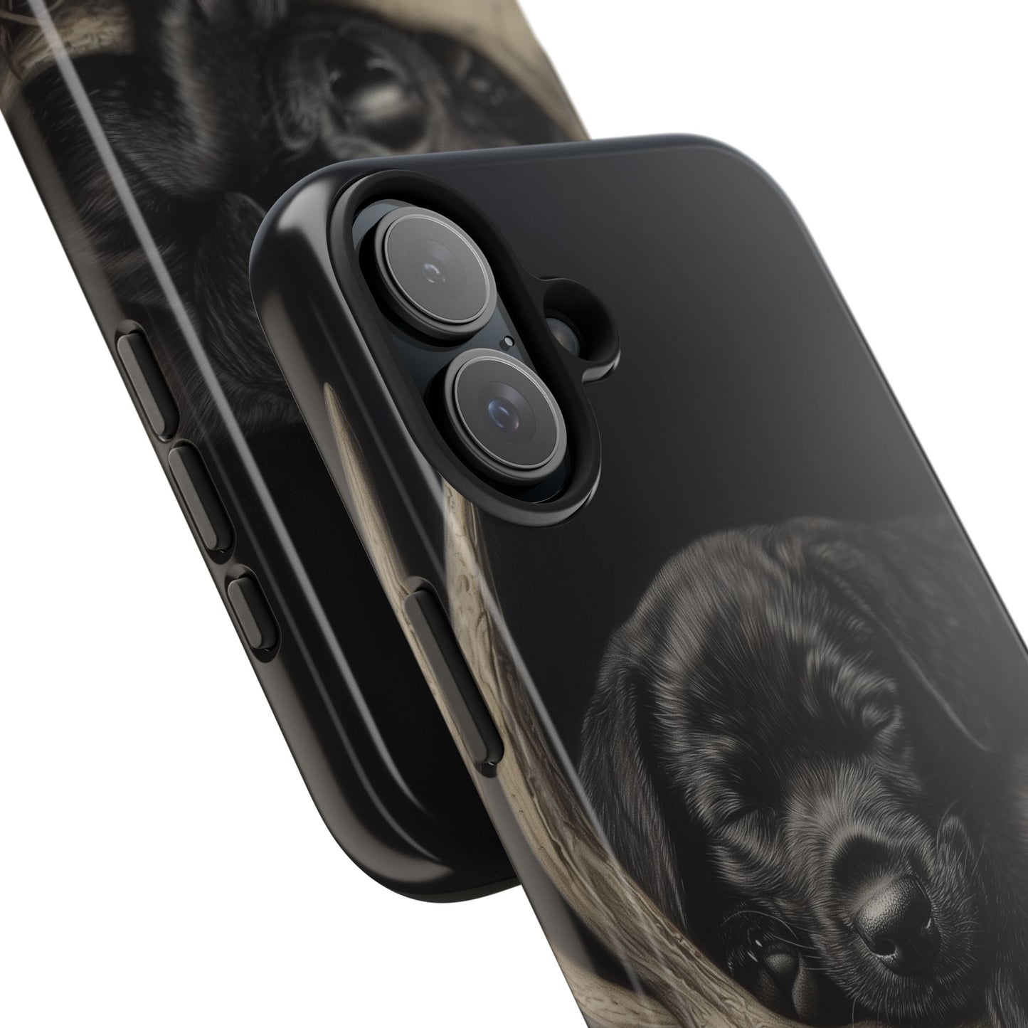 Adorable Black Labrador Puppy on Feathers iPhone Case