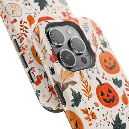 Halloween Pumpkin & Skeleton MagSafe iPhone Case – Spooky Autumn Design