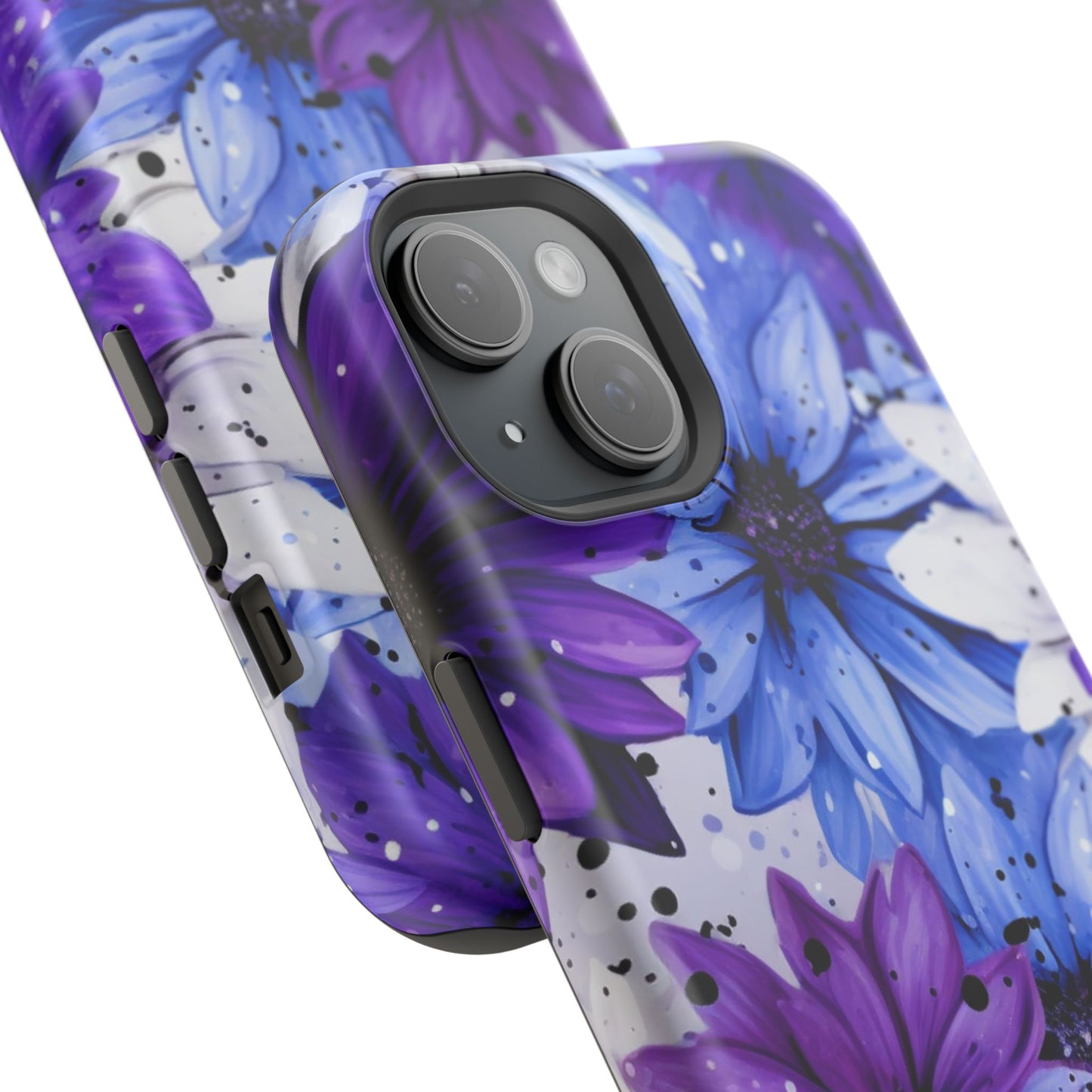 Vibrant Purple & Blue Floral Splash - MagSafe iPhone Series Case