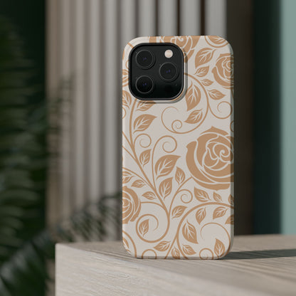 Vintage Rose Vine Tough MagSafe iPhone Case – Elegant Floral Pattern with Dual-Layer Protection