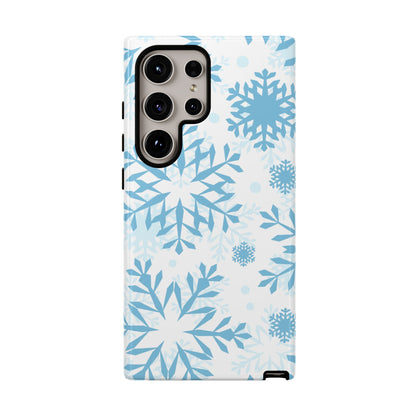 Frosty Blue Snowflakes Samsung Galaxy Case – Shockproof, Smooth Matte Finish, Dual-Layer Design