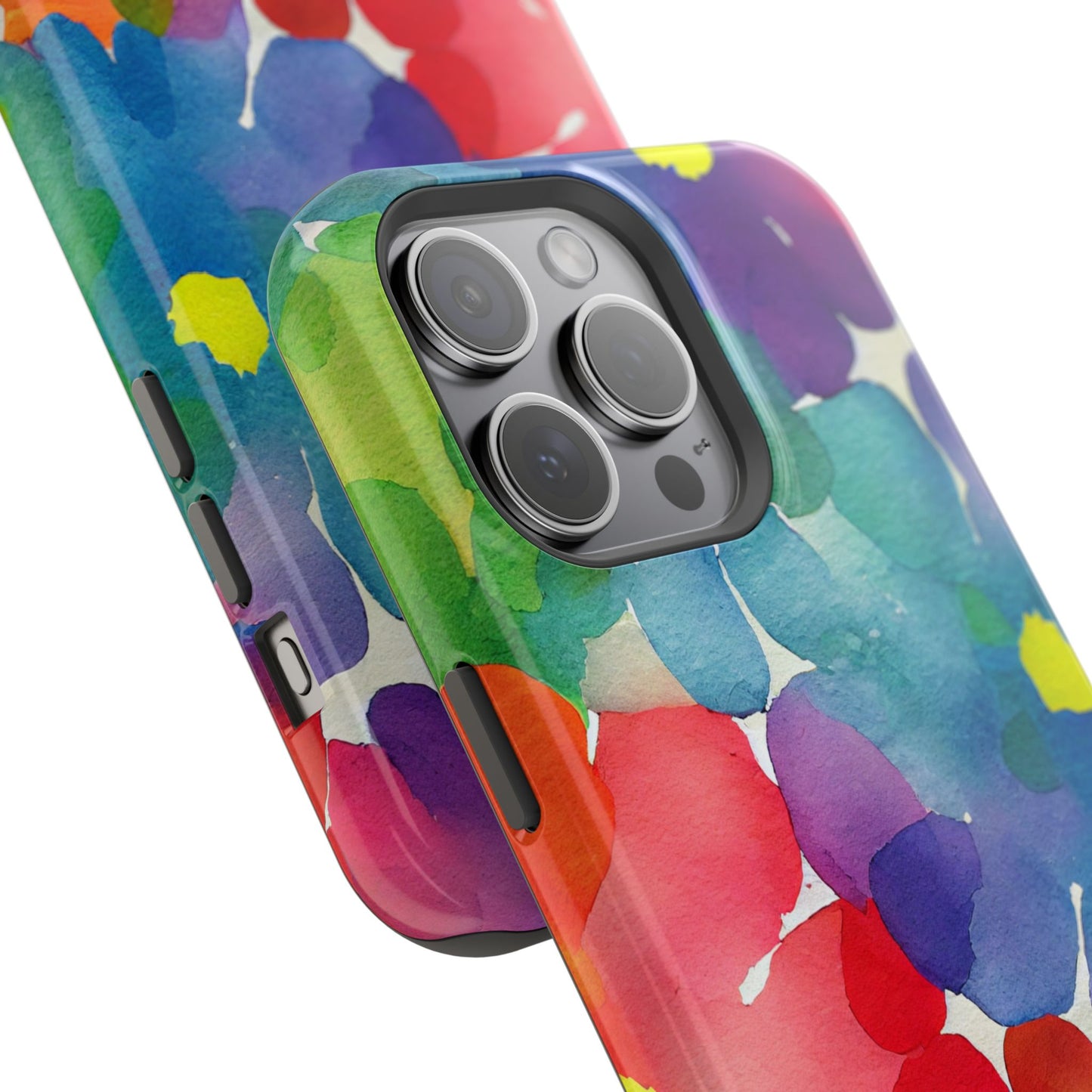 Rainbow Bloom Watercolor MagSafe iPhone Case – Slim Design, Glossy Finish