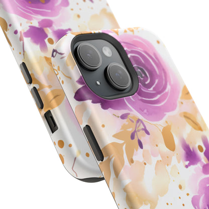 Soft Purple & Gold Floral Splash - MagSafe iPhone Series Case