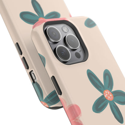 Vintage Floral Tough MagSafe iPhone Case – Soft Matte Finish with Dual-Layer Protection