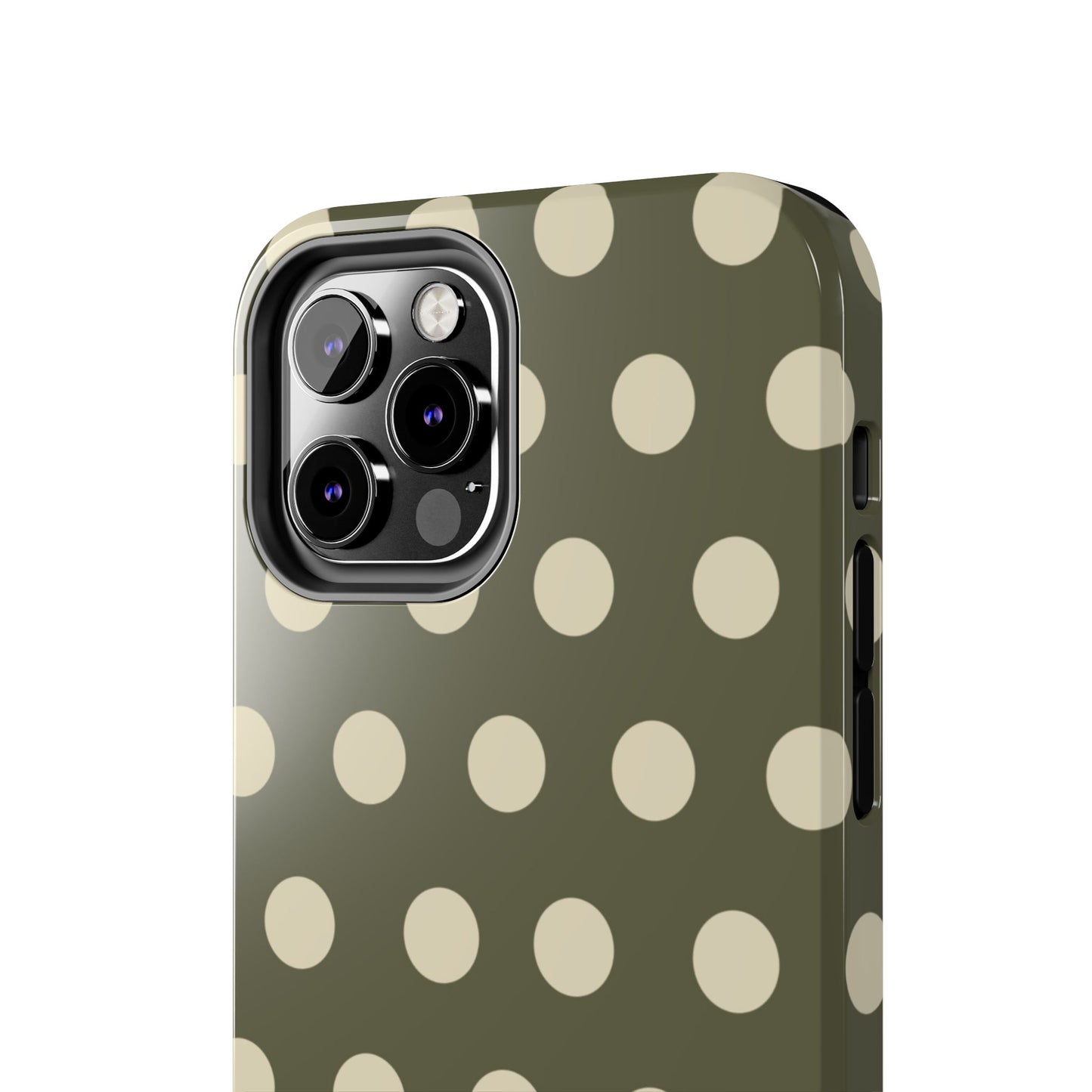 Vintage Green & Cream Polka Dots – iPhone Case