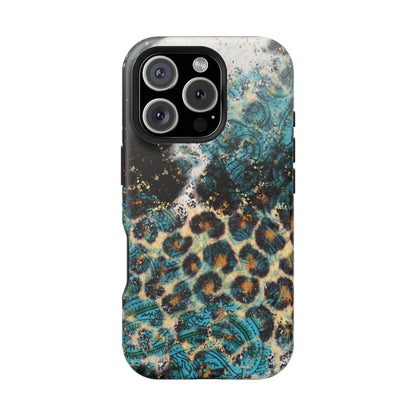 Turquoise Paisley Cowhide Leopard - MagSafe iPhone Series Case