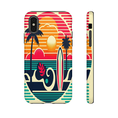 Retro Beach Vibes iPhone Case - Sunset Surfing Protective Cover