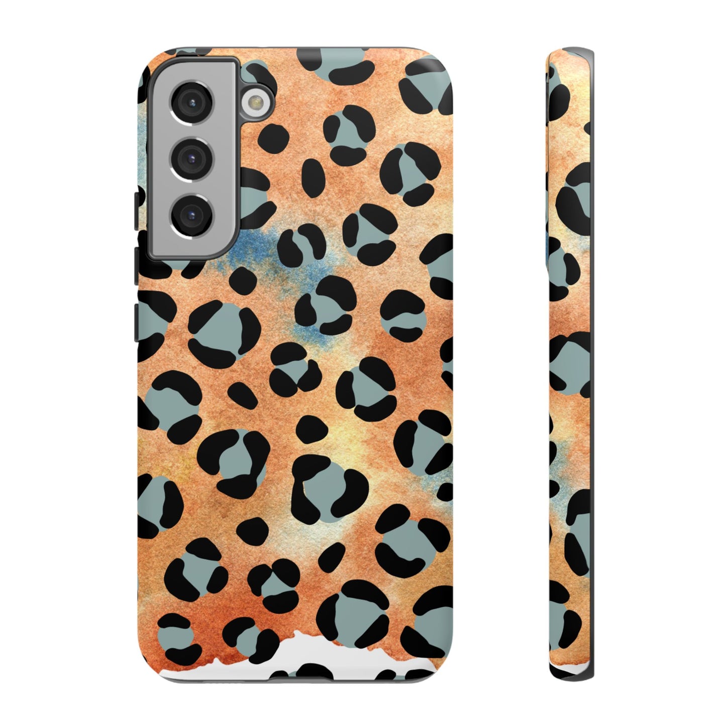 Sunset Watercolor Leopard Print Tough Samsung Galaxy Case – Artistic Animal Pattern with Dual-Layer Protection