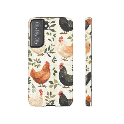 Samsung Galaxy Case: Vintage Chicken Farmhouse Case – Rustic Leaves Design