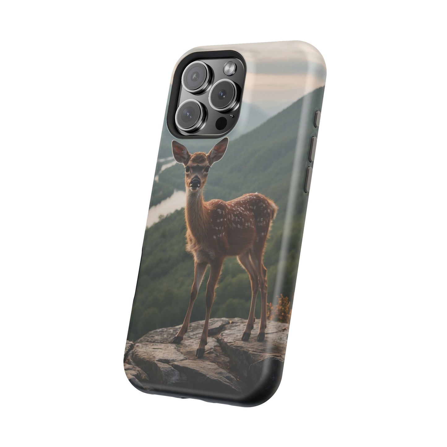 Majestic Fawn Overlooking Mountain Vista MagSafe iPhone Case