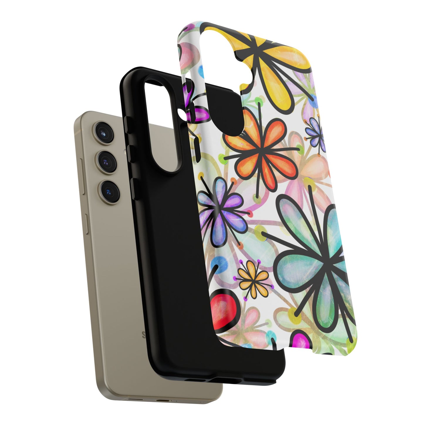 Retro Floral Pop Samsung Galaxy Case – Ultra-Slim Design, High-Gloss Finish