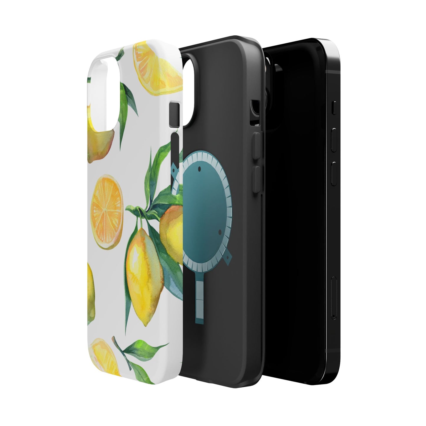 Lemon Grove Watercolor Tough MagSafe iPhone Case – Fresh Citrus Design, Dual-Layer Protection