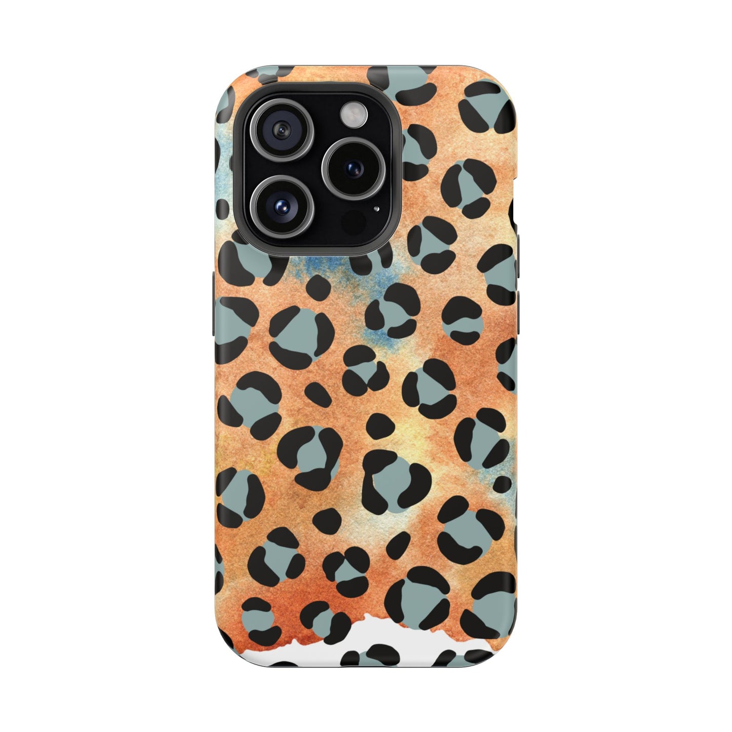 Sunset Watercolor Leopard Print Tough MagSafe iPhone Case – Artistic Animal Pattern with Dual-Layer Protection