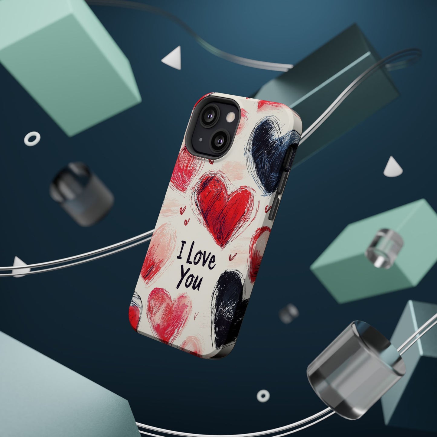 Brushstroke Hearts of Love "I Love You" - MagSafe Compatible Case