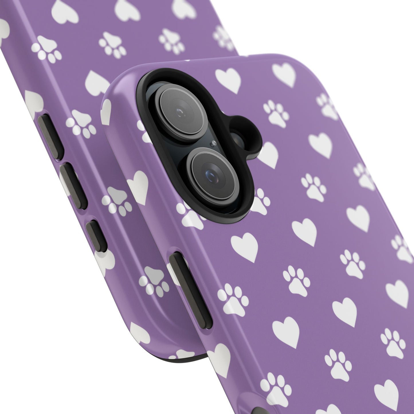 Lavender Paw Prints & Hearts Design - Adorable Pet Lover iPhone Case