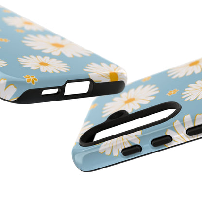 Bright Daisy Samsung Galaxy Case – Light Blue Background, Shockproof and Slim Design - BOGO Cases