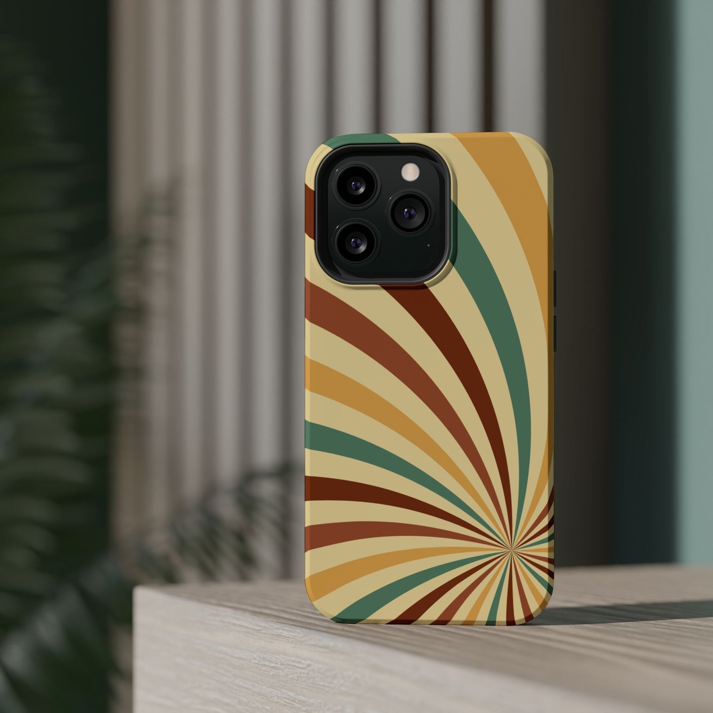 Earthy Retro Swirl MagSafe iPhone Case – Dual-Layer Protection with 70s-Inspired Earth Tones