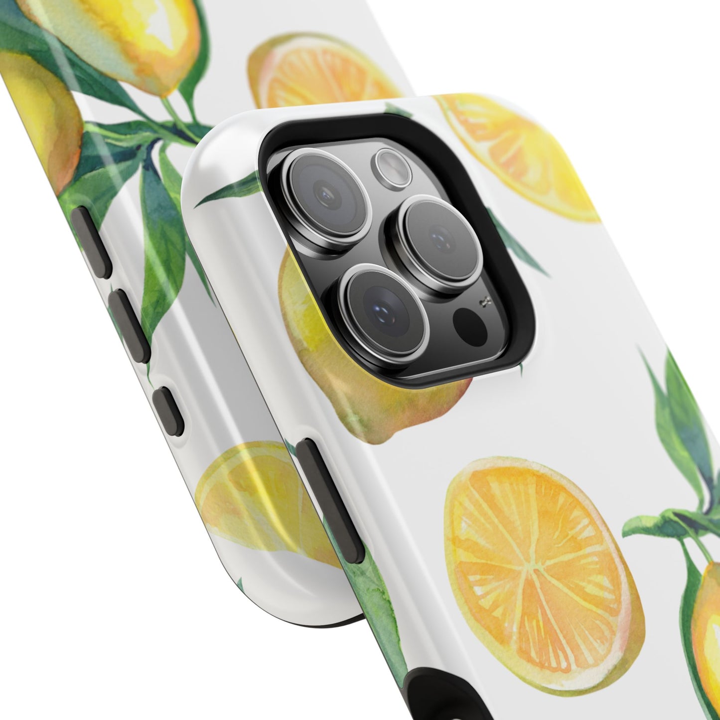 Lemon Grove Watercolor Tough MagSafe iPhone Case – Fresh Citrus Design, Dual-Layer Protection