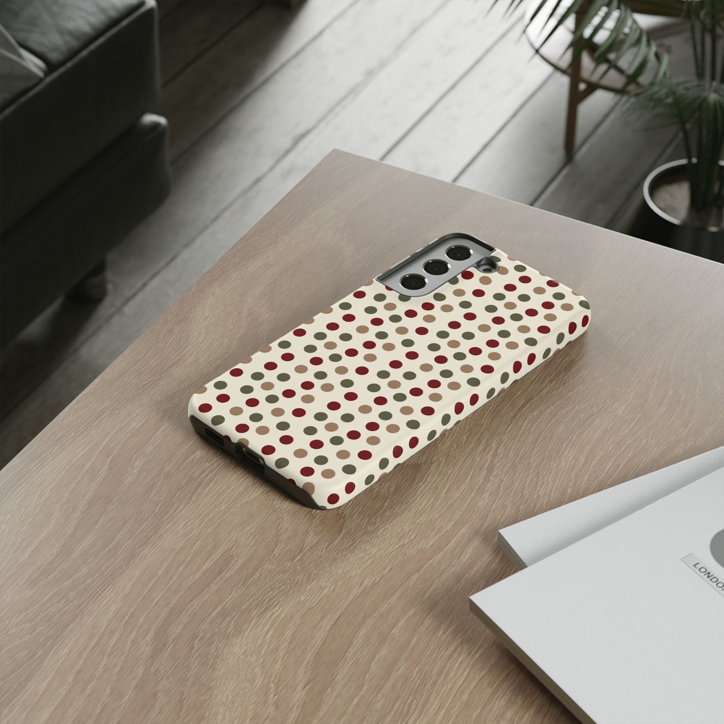 Festive Red & Green Polka Dots on Cream – Samsung Galaxy Case