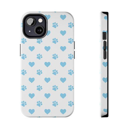 Blue Paw Prints & Hearts – Adorable and Durable iPhone Case for Pet Lovers