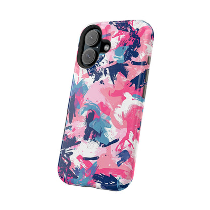 Vibrant Pink & Navy Abstract Splash – MagSafe iPhone Case