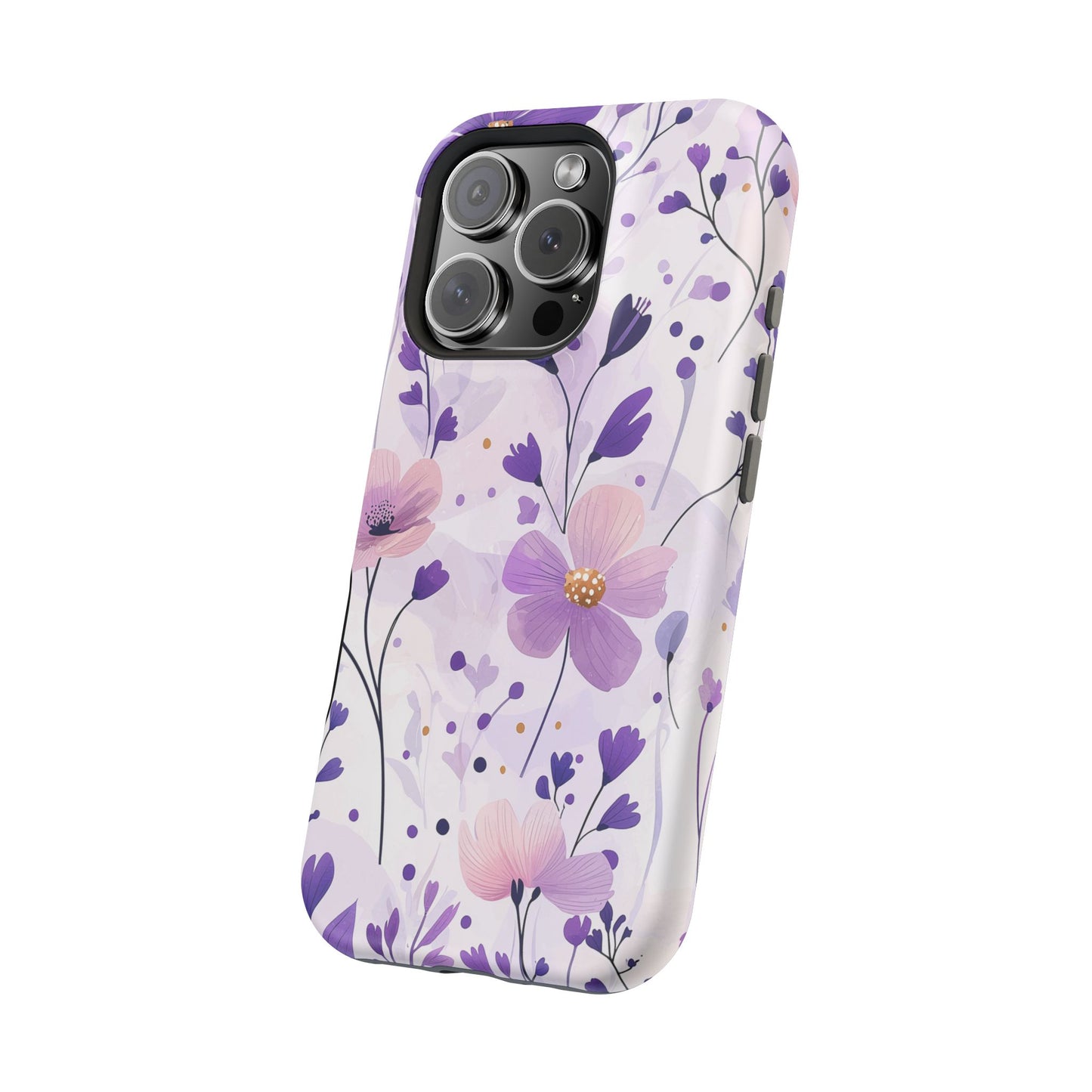 Purple Floral Bliss MagSafe iPhone Case – Delicate Blossom Design