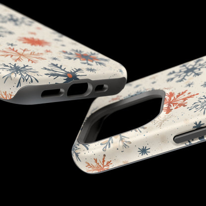 Rustic Orange and Blue Snowflake Pattern – MagSafe iPhone Series Case