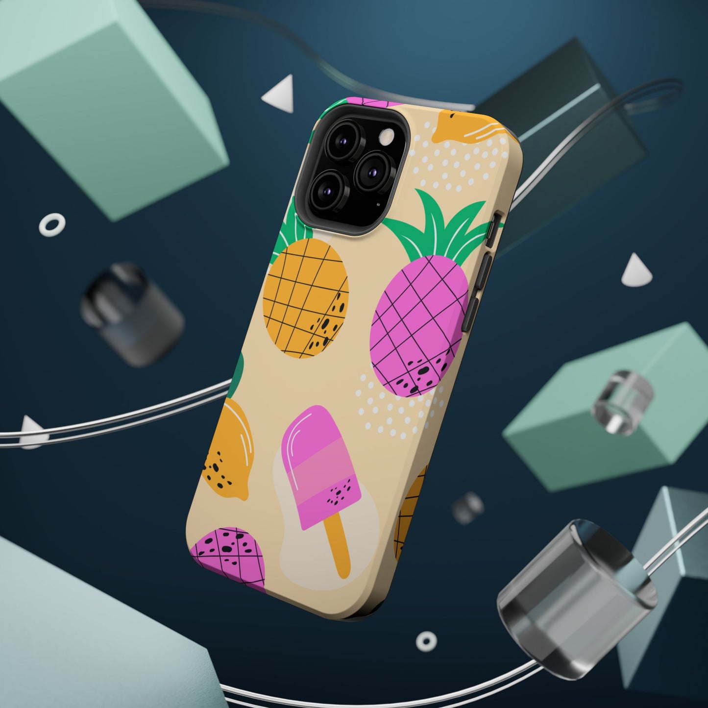 Tropical Pop MagSafe iPhone Case – Fun Pineapple & Lemon Design with Vibrant Summery Colors