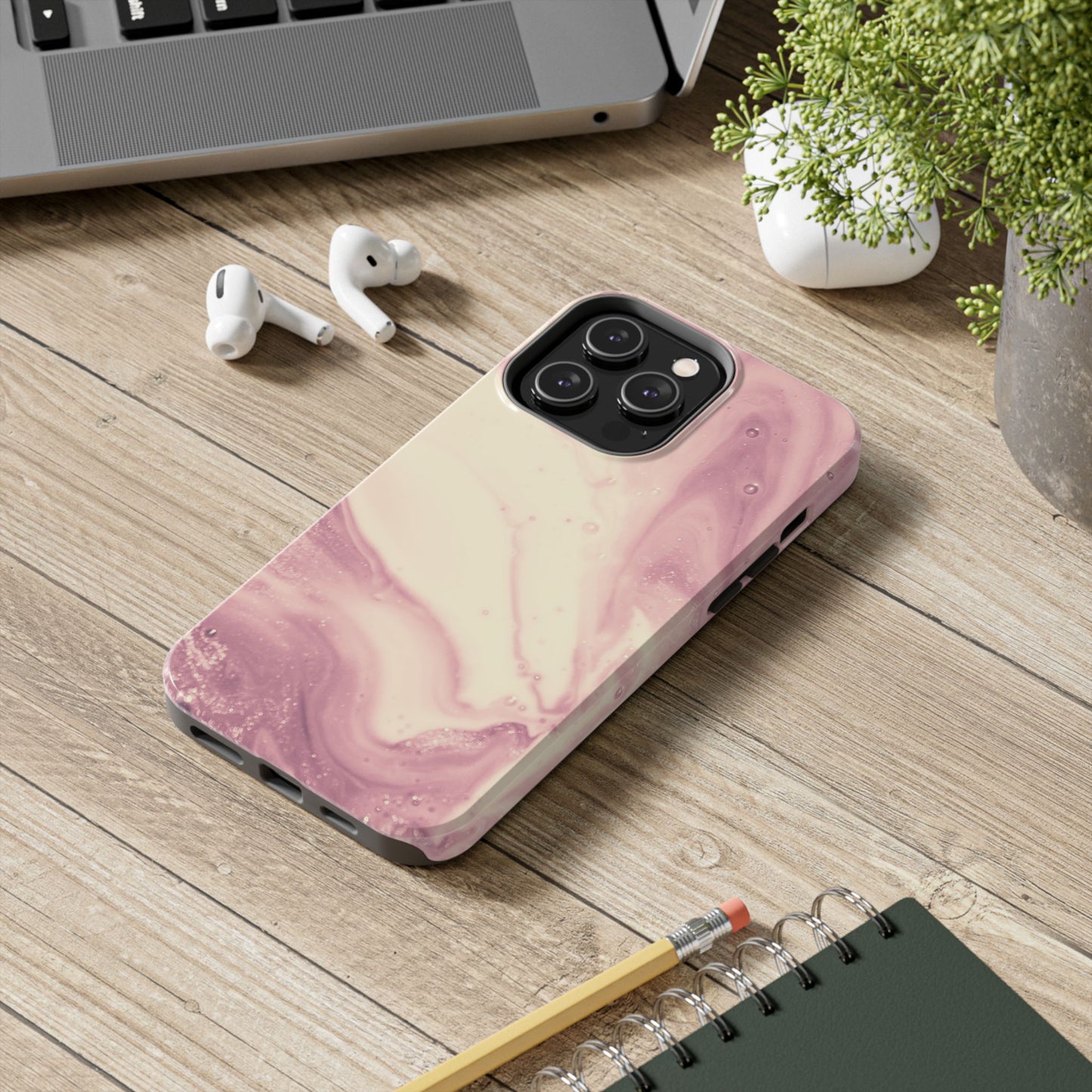 Blush Marble Glow – iPhone Case with Rose Gold & Pink Swirl Pattern