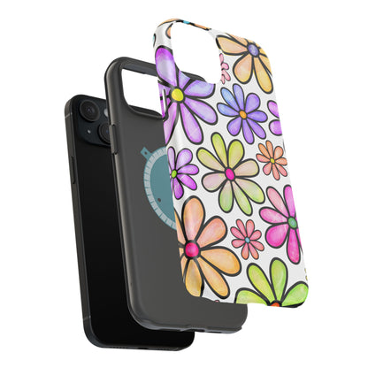 Pastel Daisy Dream MagSafe iPhone Case – Slim Profile, Glossy Finish